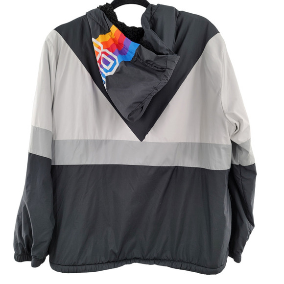 VS PINK Sherpa Lined Campus Full Zip Colorblock Anorak Hoodie Jacket Size M/L - Picture 3 of 9